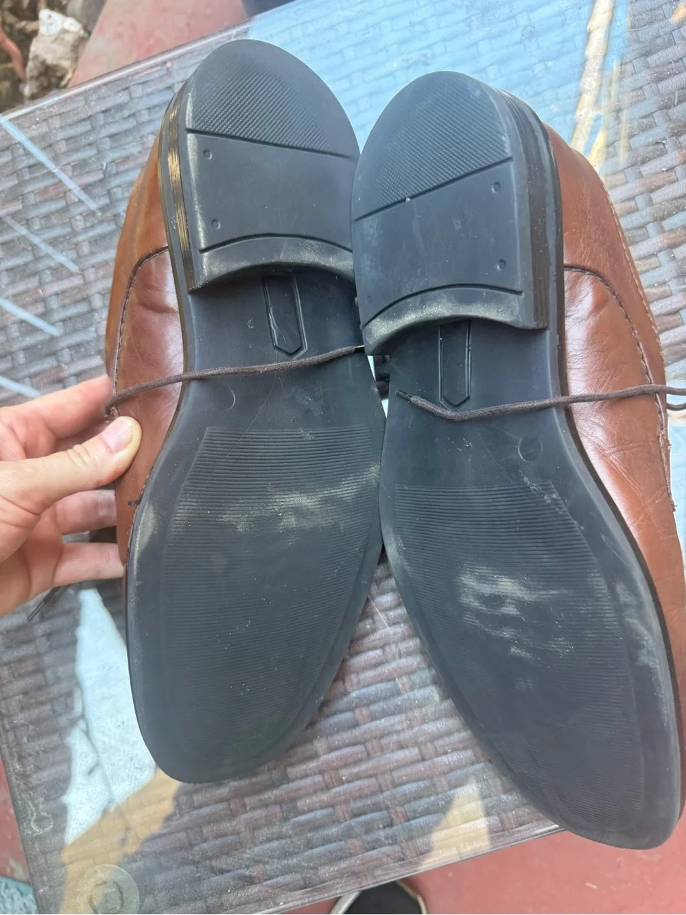 Alfani Brown Leather Lace-Up Oxfords